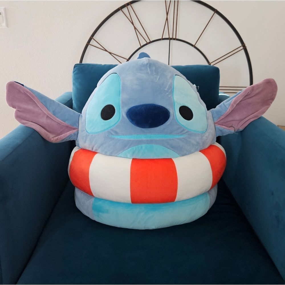 Disney Squishmallow Stitch In Inner Tube Plush Toy 20 Inch